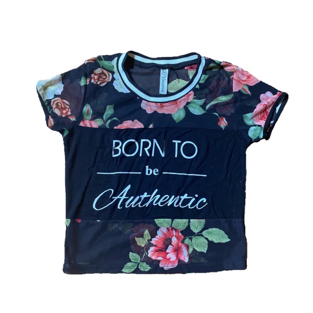Floral top with a transparent material